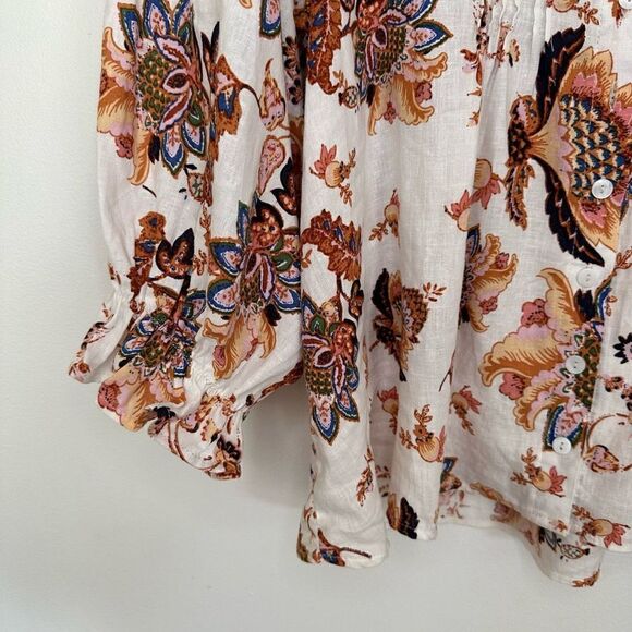 Rachel Rachel Roy Women’s Linen Blend Fall Floral Crop Blouse Midi Belted Skirt - Picture 5 of 13